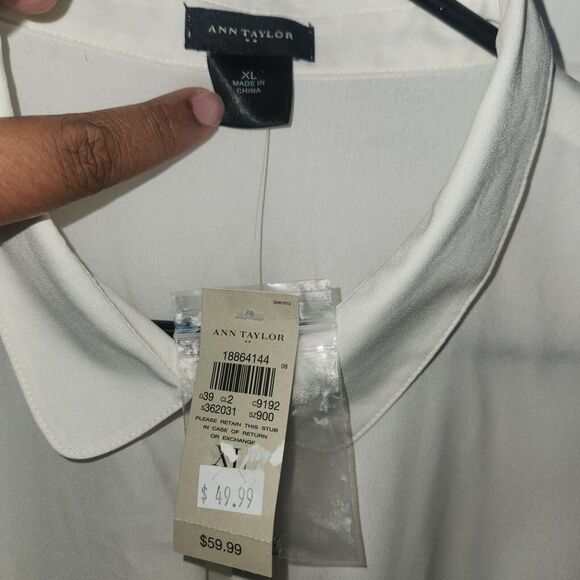 NWT Ann Taylor Vintage 90s Y2K Cream Rhinestone Bead Embroidered Shell Top XL - Picture 2 of 6